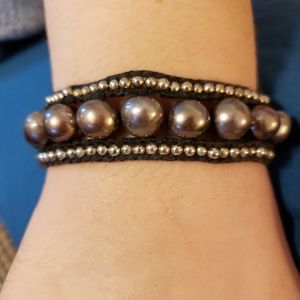 Hibiscus Imports Real 925 Silver & Leather Bracelet